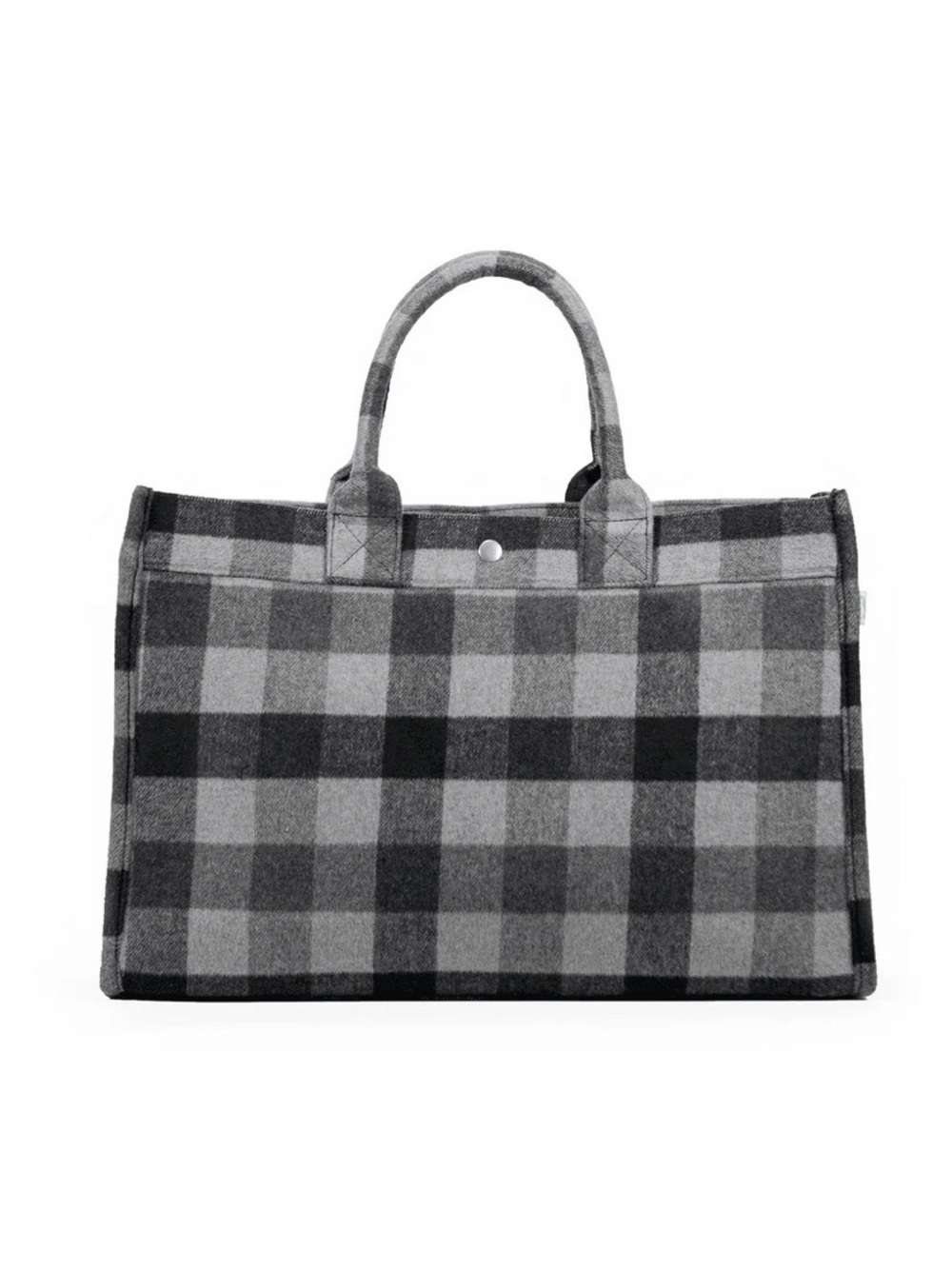 Quilted Koala East West Tote Bag in Grey Plaid